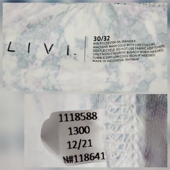 Livi Active Lane Bryant Shorts Leggings 30 32 Floral Blue Pink Pockets 46x11 - Picture 3 of 12